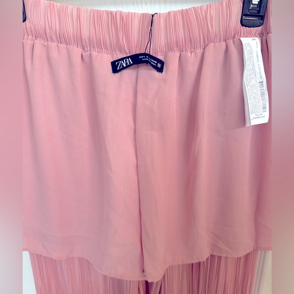 ZARA Wide Leg Palazzo Pants Blush Pink Size Small - Picture 5 of 6